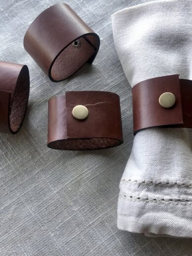leather napkin holders, custom-made decor