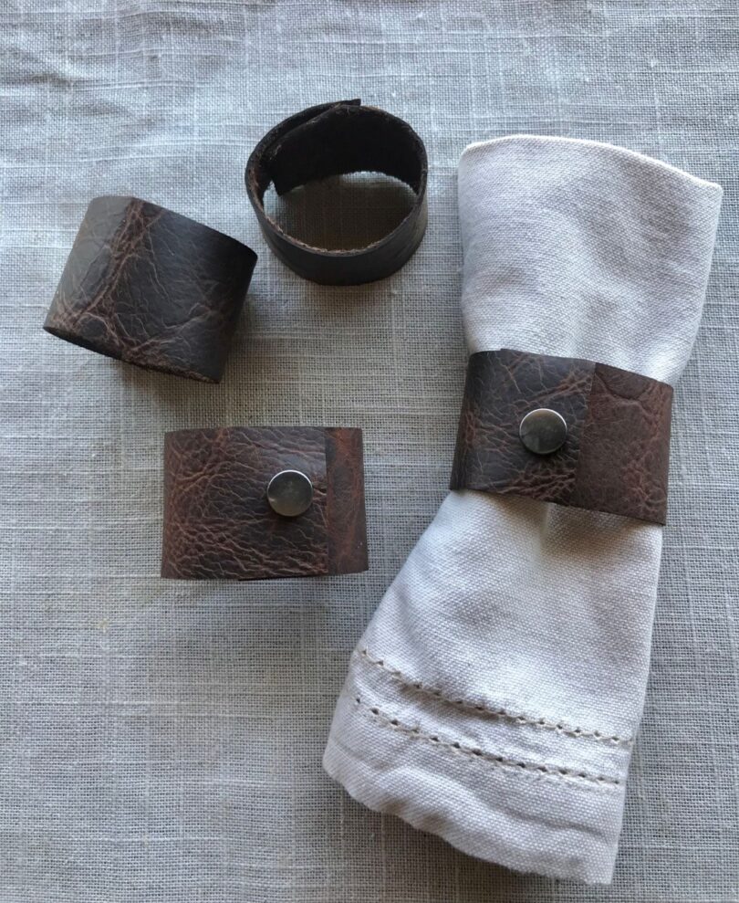 Rustic Leather Napkin Rings - Image 3