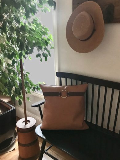 Leather Pillow with Brass Ring
