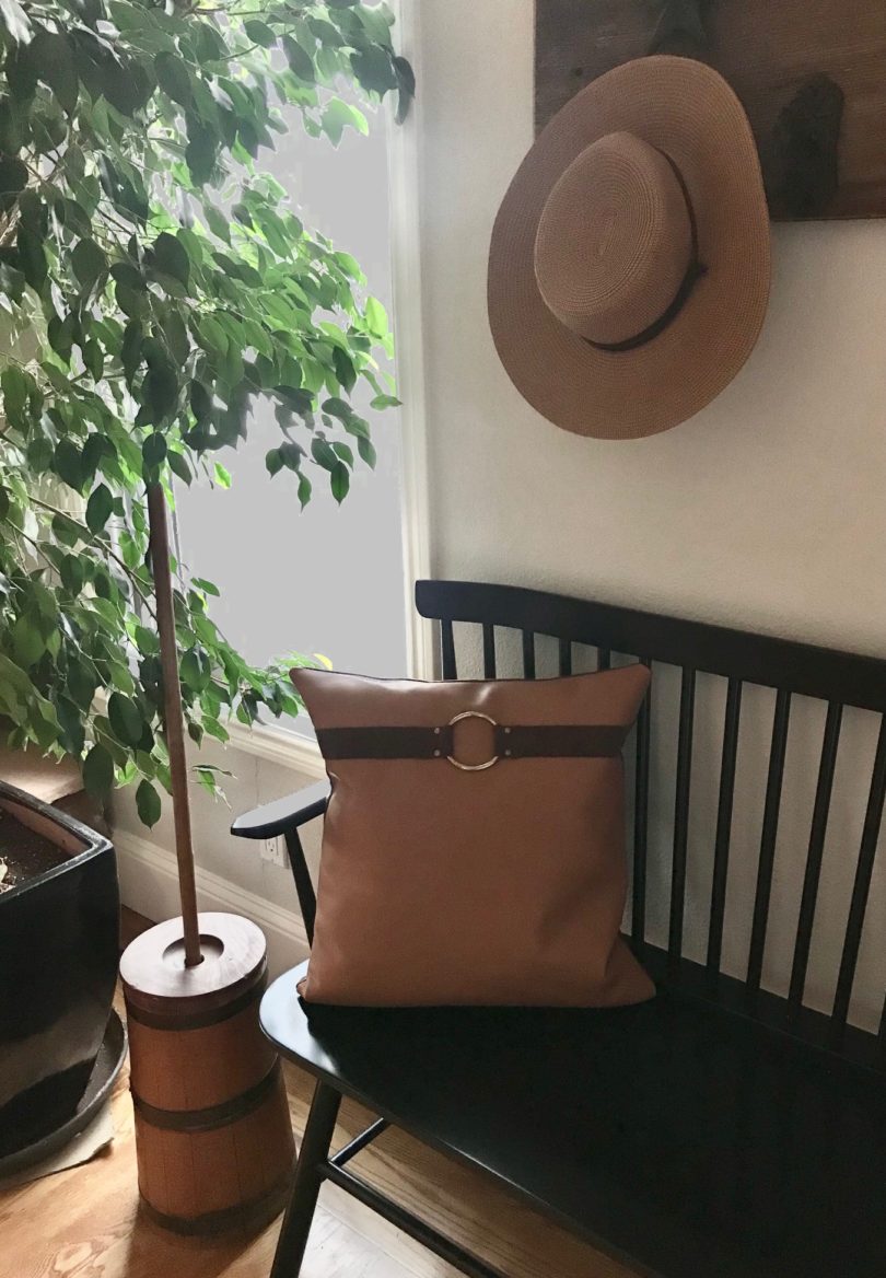 Leather Pillow with Brass Ring